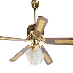 DCG Eltronic VECRD53L, Ventilatore a Soffitto in Legno, 4 Luci, 230v, 50hz